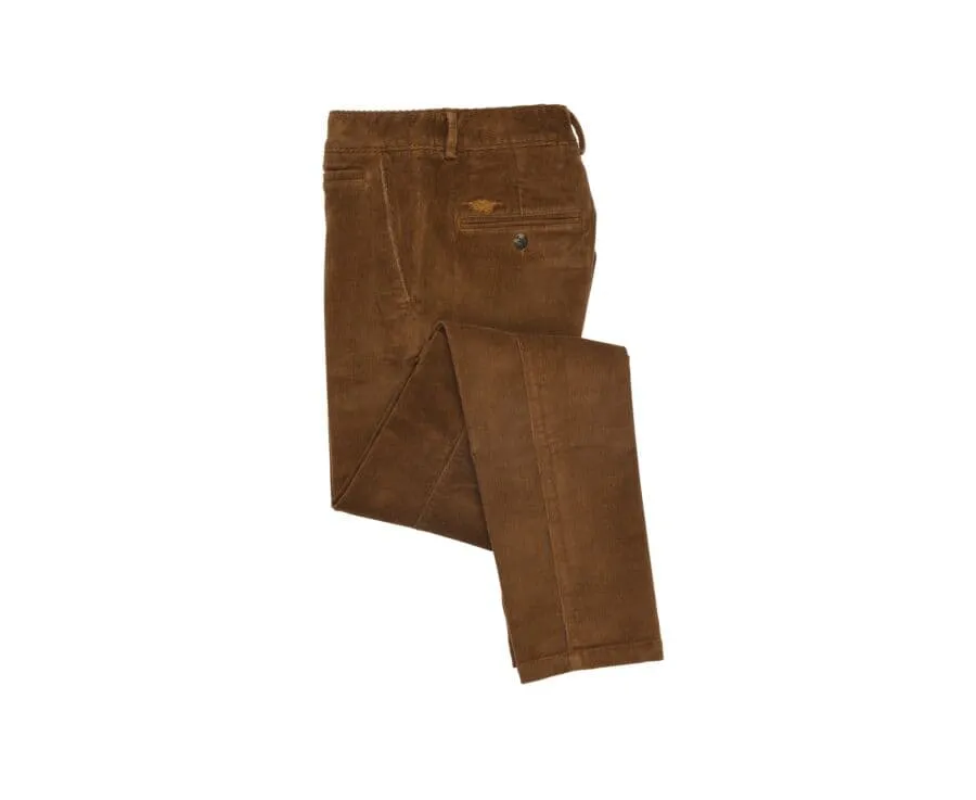 Pantalon chino velours côtelé homme Camel Foncé Norman