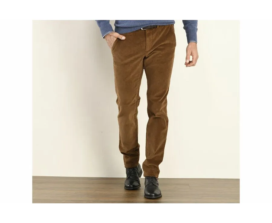 Pantalon chino velours côtelé homme Camel Foncé Norman