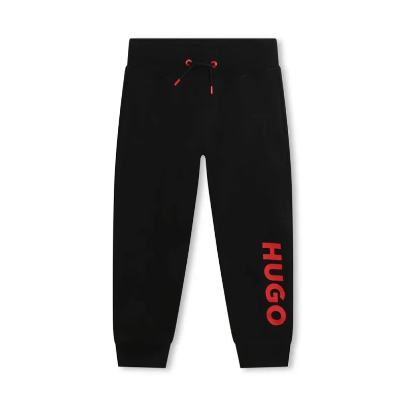 PANTALON DE JOGGING ENFANT HUGO EN MOLLETON GRATTÉ NOIR