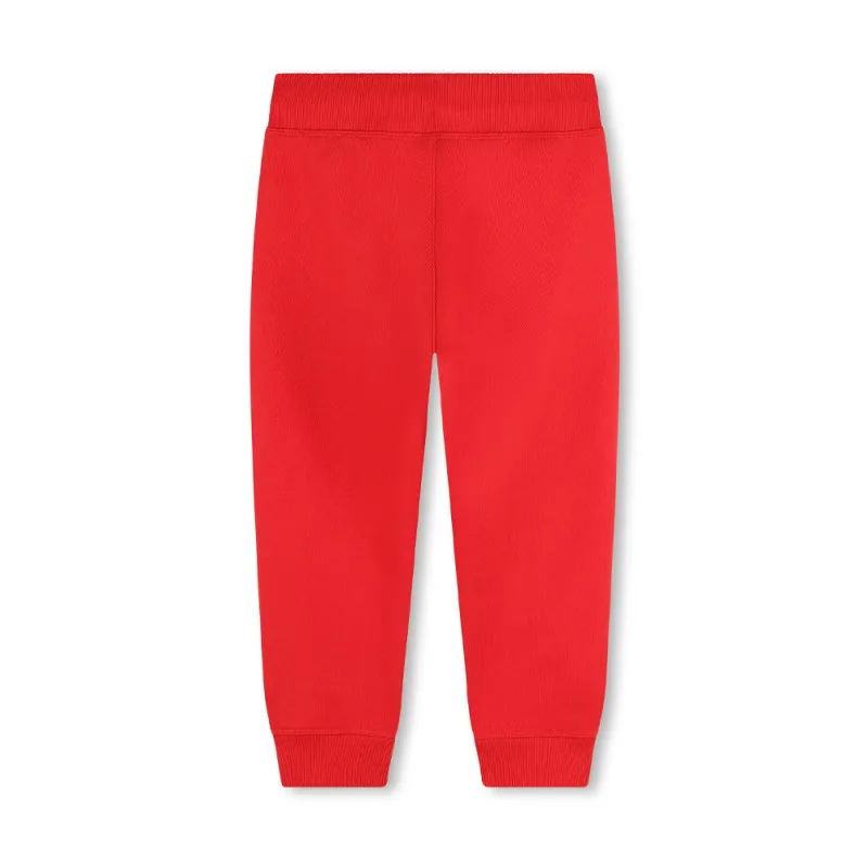 PANTALON DE JOGGING ENFANT HUGO EN MOLLETON GRATTÉ ROUGE