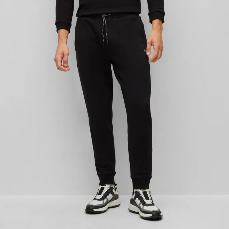 PANTALON DE JOGGING HADIKO BOSS NOIR EN COTON À LOGO CONTRASTANT