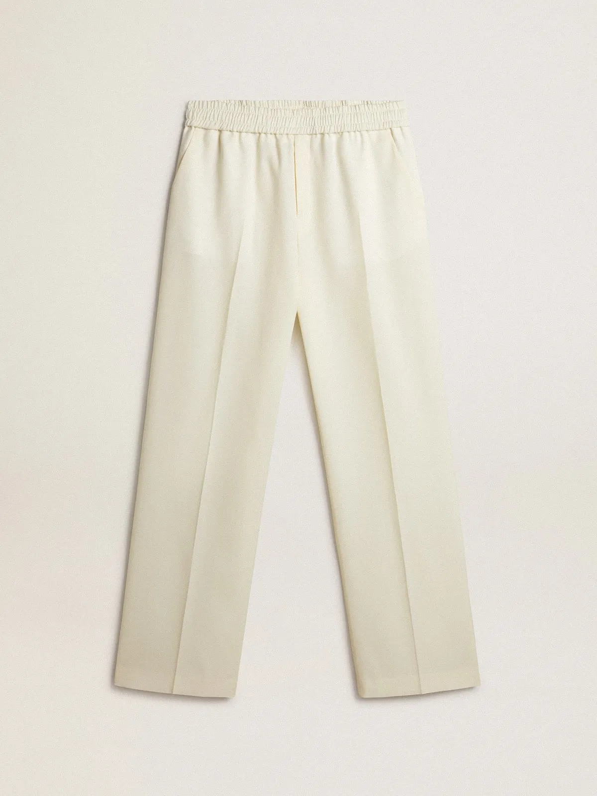 Pantalon de jogging homme en gabardine de laine blanc vieilli