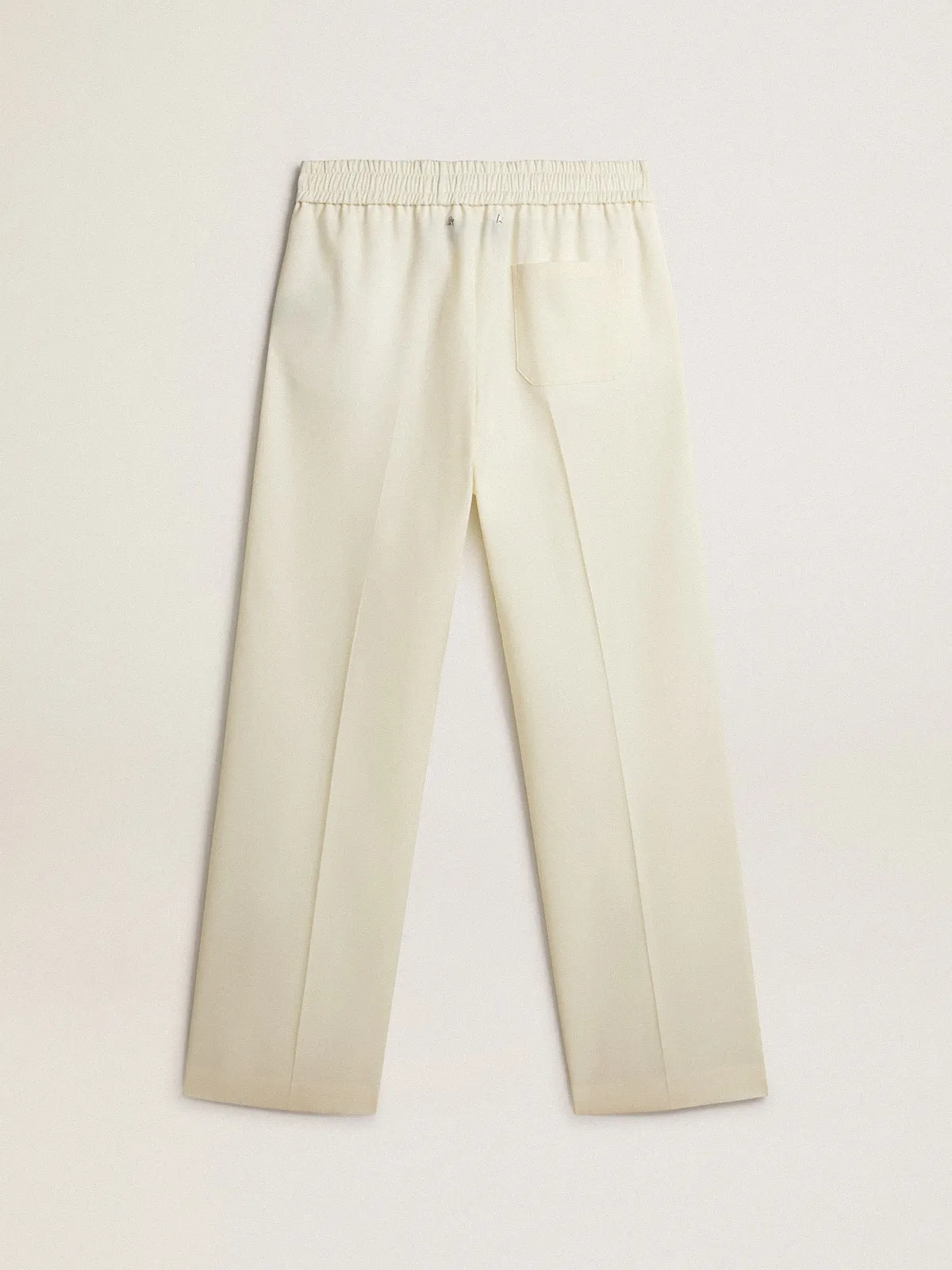 Pantalon de jogging homme en gabardine de laine blanc vieilli