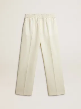 Pantalon de jogging homme en gabardine de laine blanc vieilli