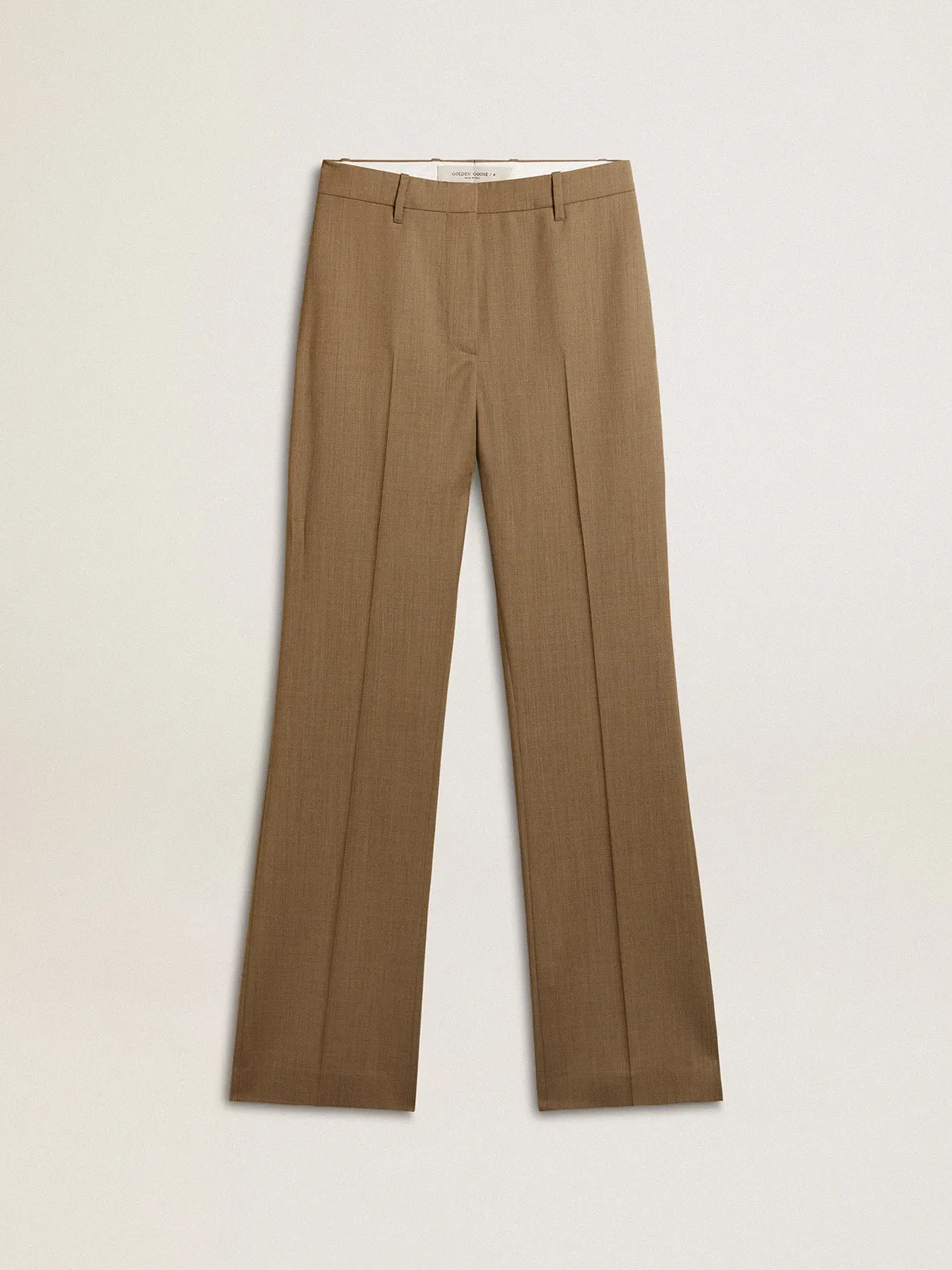 Pantalon de tailleur femme en laine gris tourterelle | Golden Goose