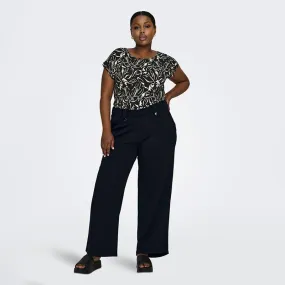 Pantalon droit ceinture avec boutons noir Femme ONLY CARMAKOMA à prix 