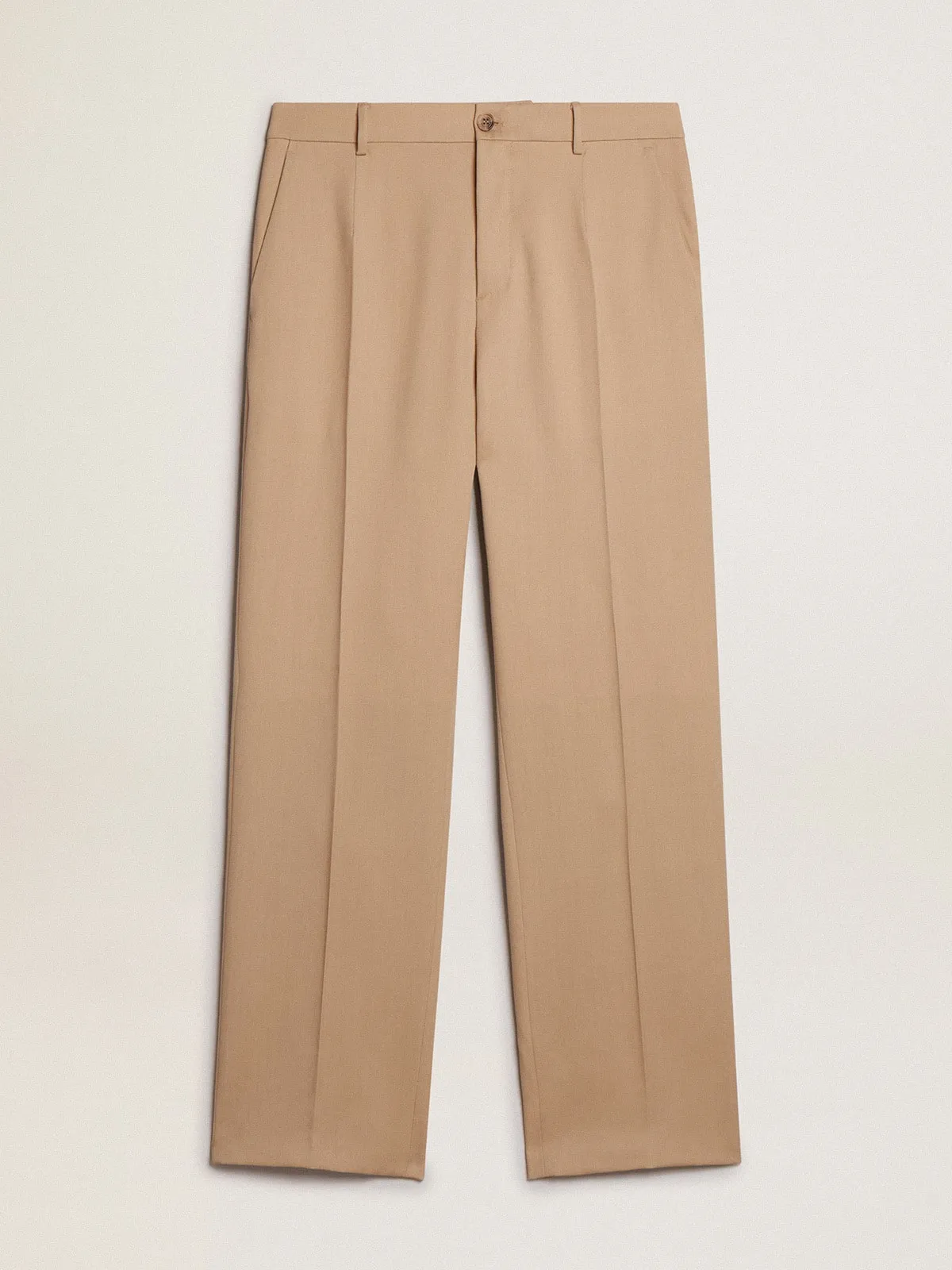 Pantalon pour homme en gabardine de laine couleur sable | Golden Goose