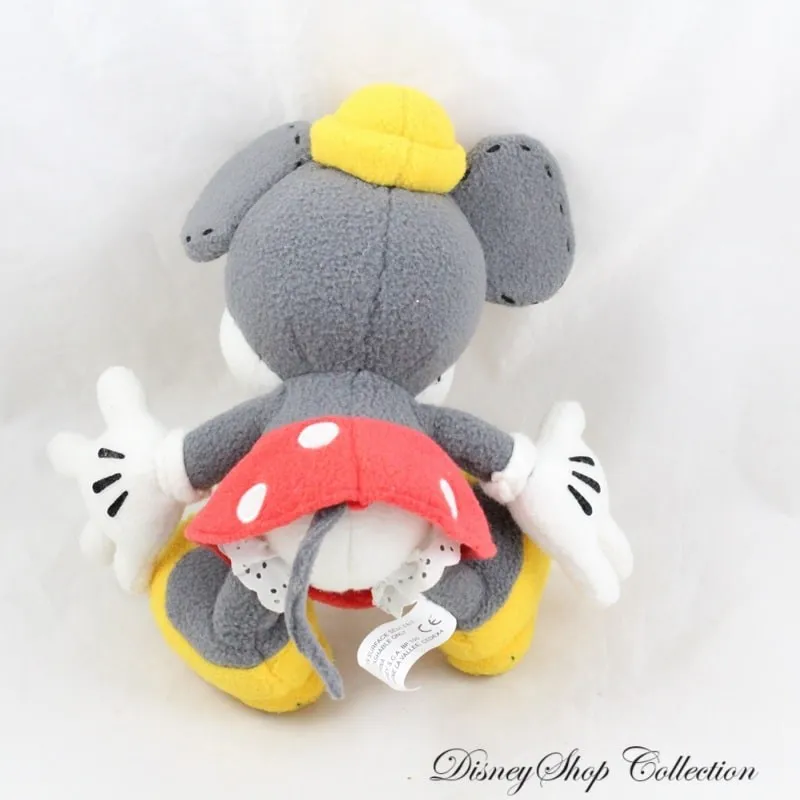 Peluche Minnie DISNEYLAND PARIS retro gris blanc jupe rouge Disney ...