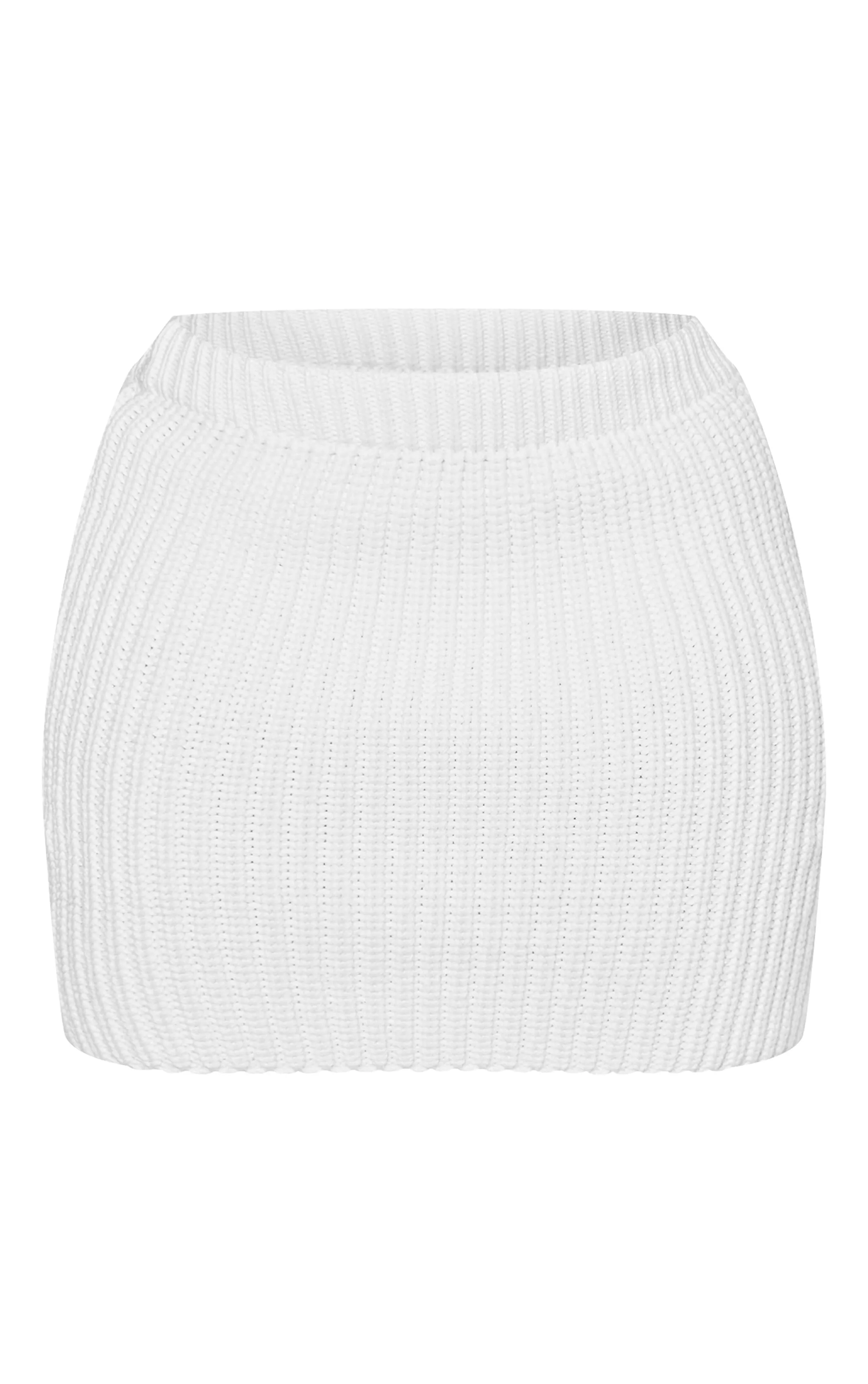 Plus Mini-jupe en maille tricot chunky blanche