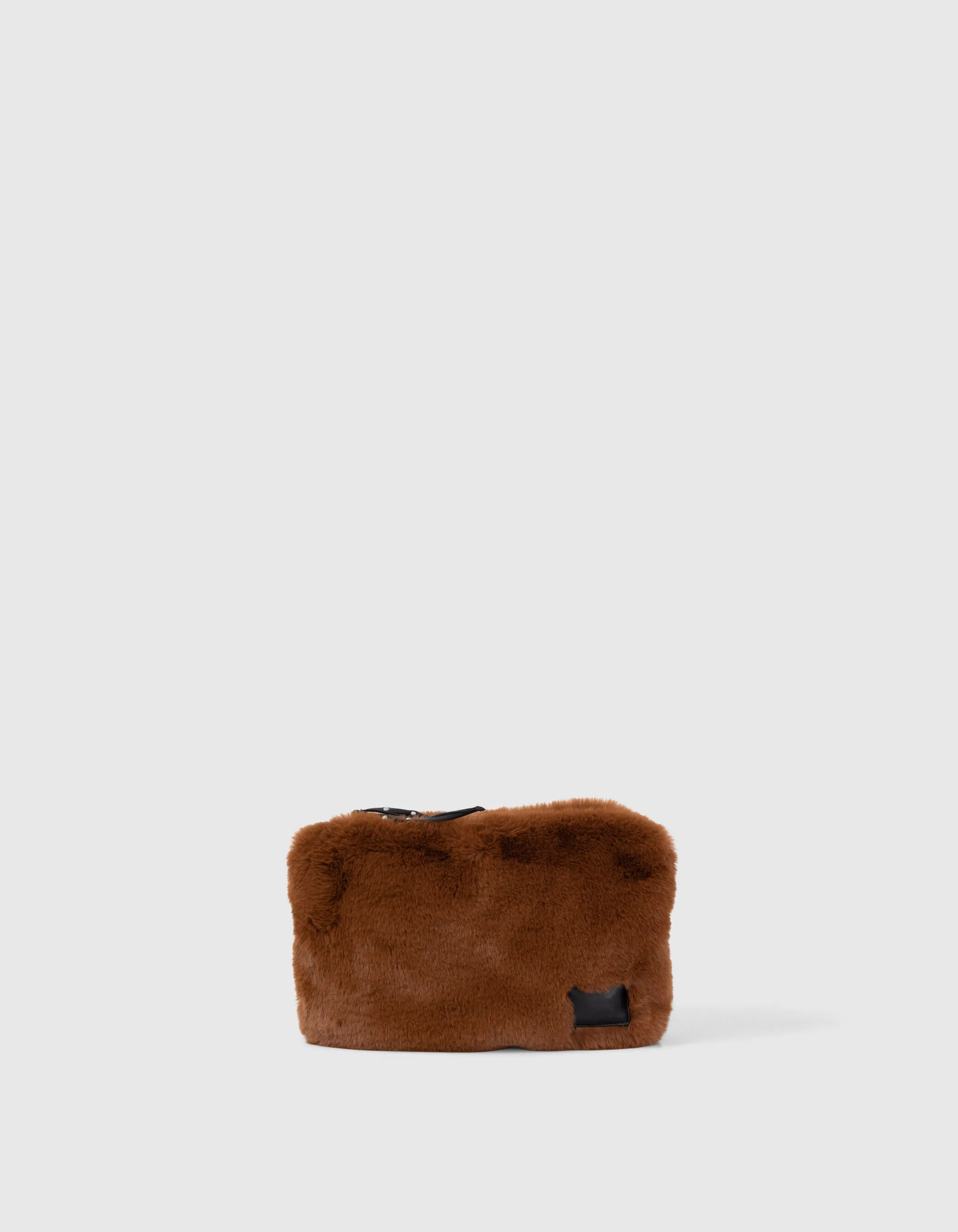 Pochette en fausse fourure camel femme