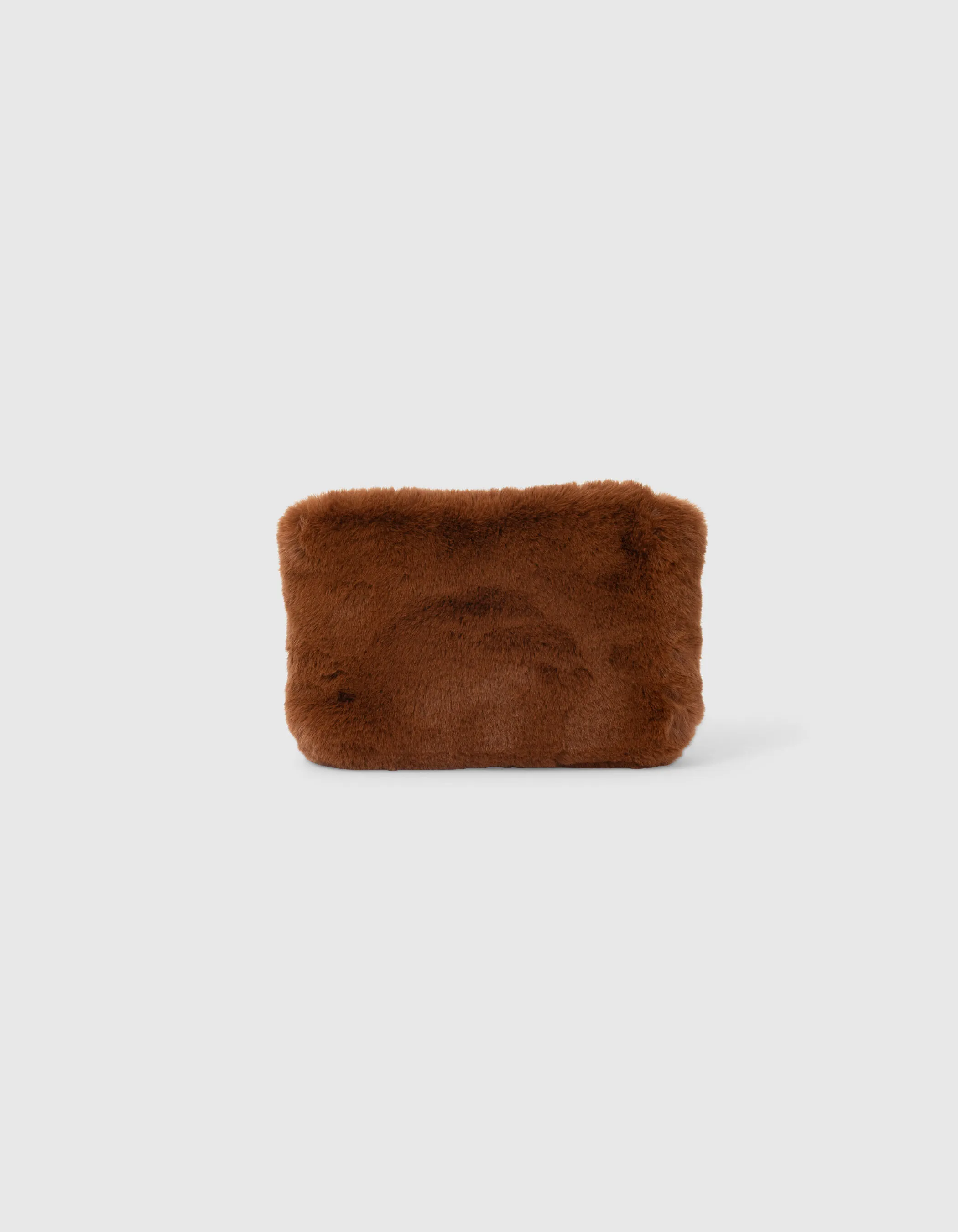 Pochette en fausse fourure camel femme