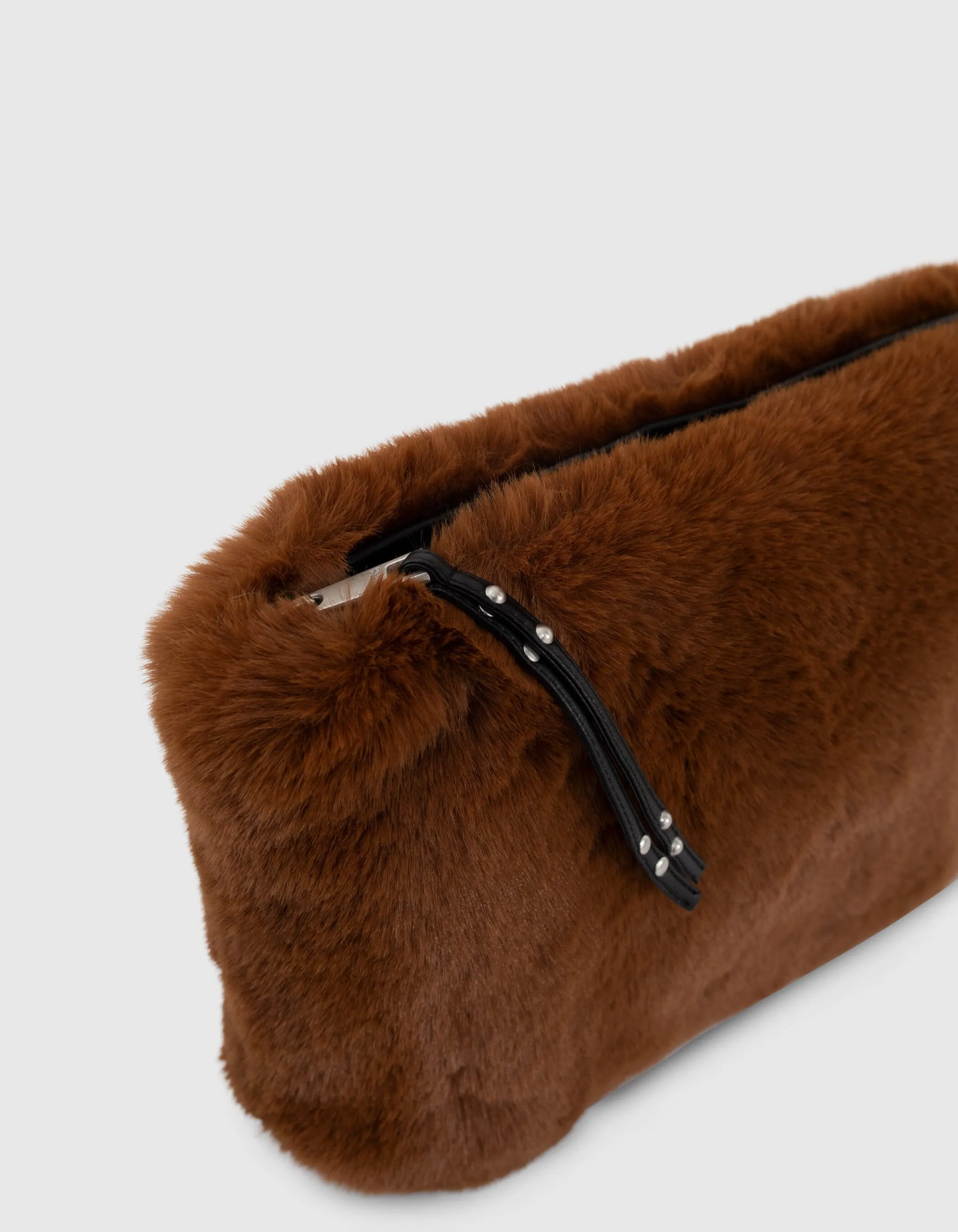 Pochette en fausse fourure camel femme