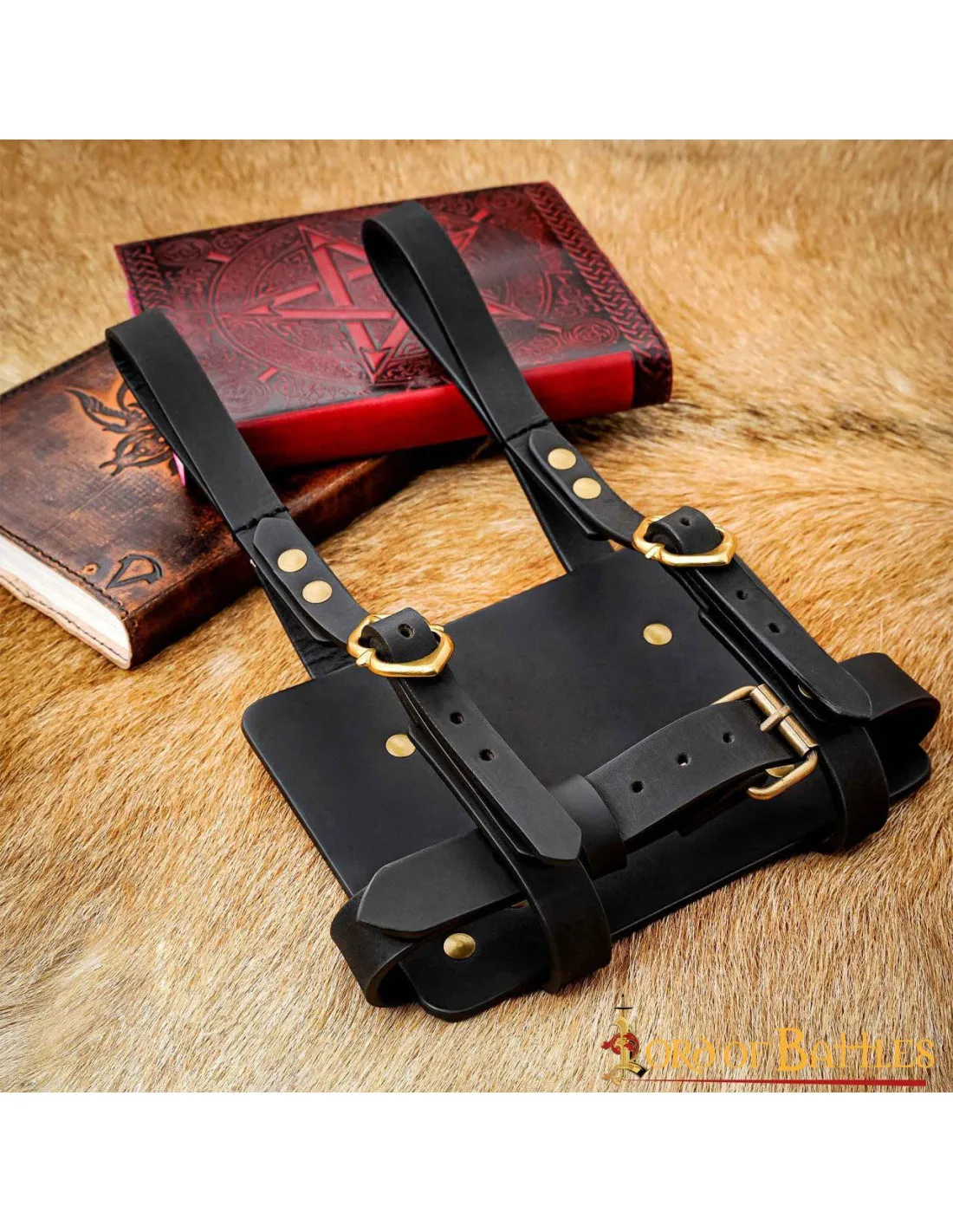 Porte-journal à porter à la ceinture, cuir noir ⚔️ Boutique Épées