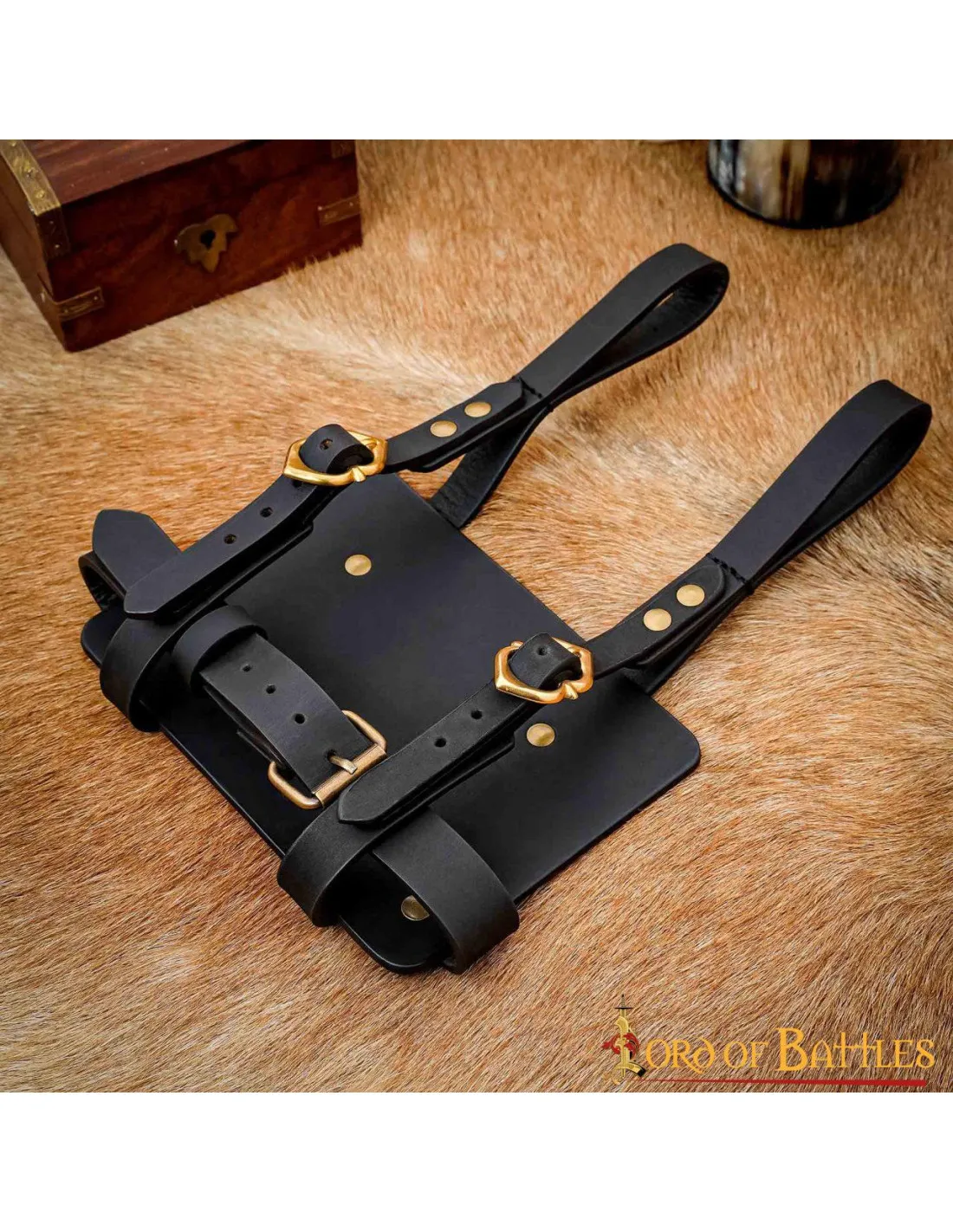 Porte-journal à porter à la ceinture, cuir noir ⚔️ Boutique Épées