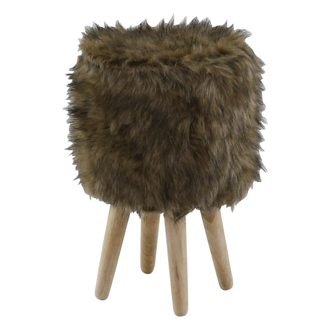 Pouf marron fausse fourrure  | 3 Suisses