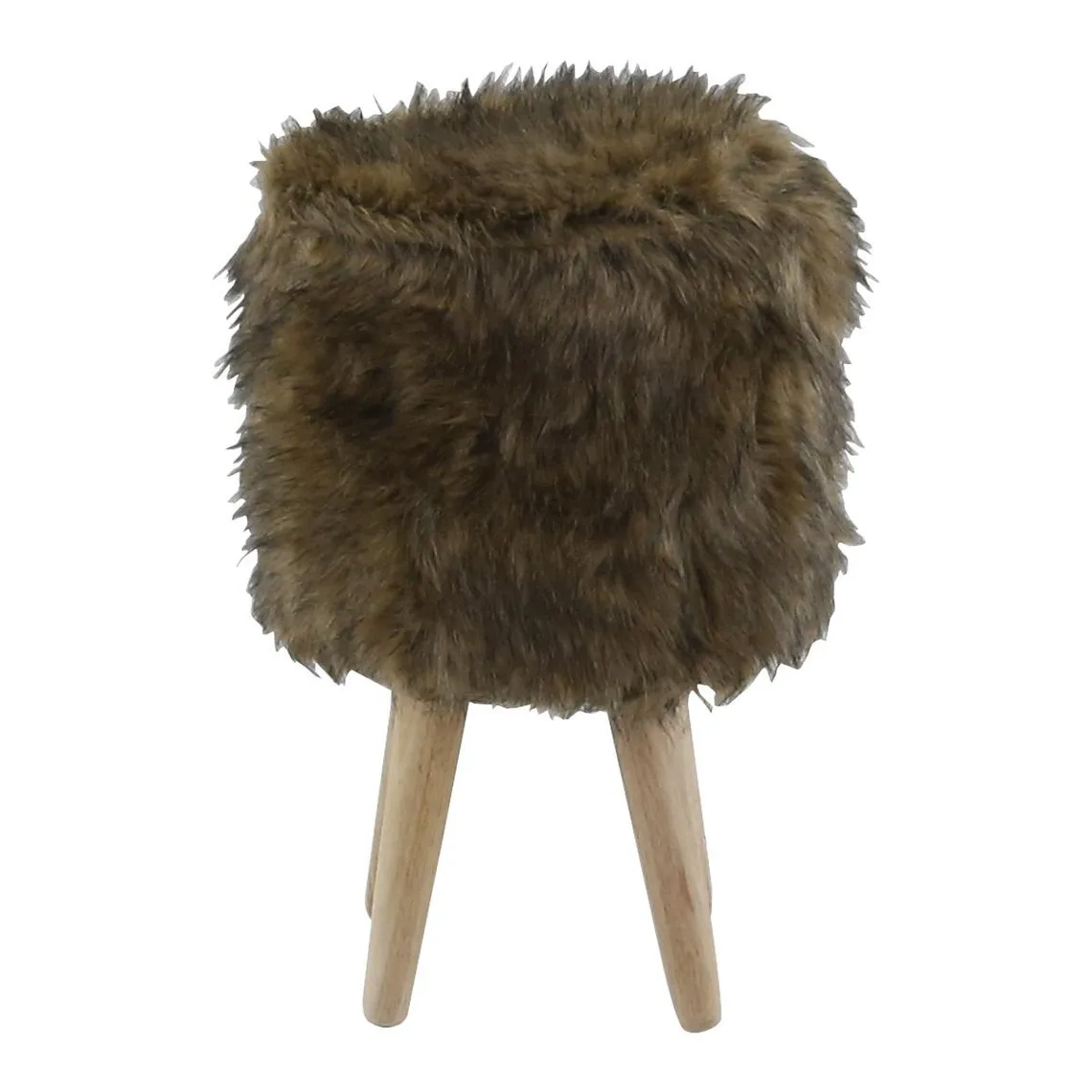 Pouf marron fausse fourrure  | 3 Suisses