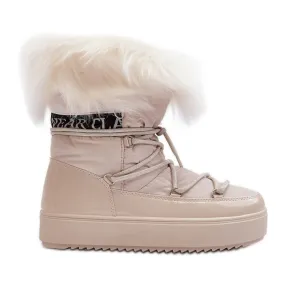 PS1 Bottes De Neige À Lacets Pour Femme Beige Clair Santero