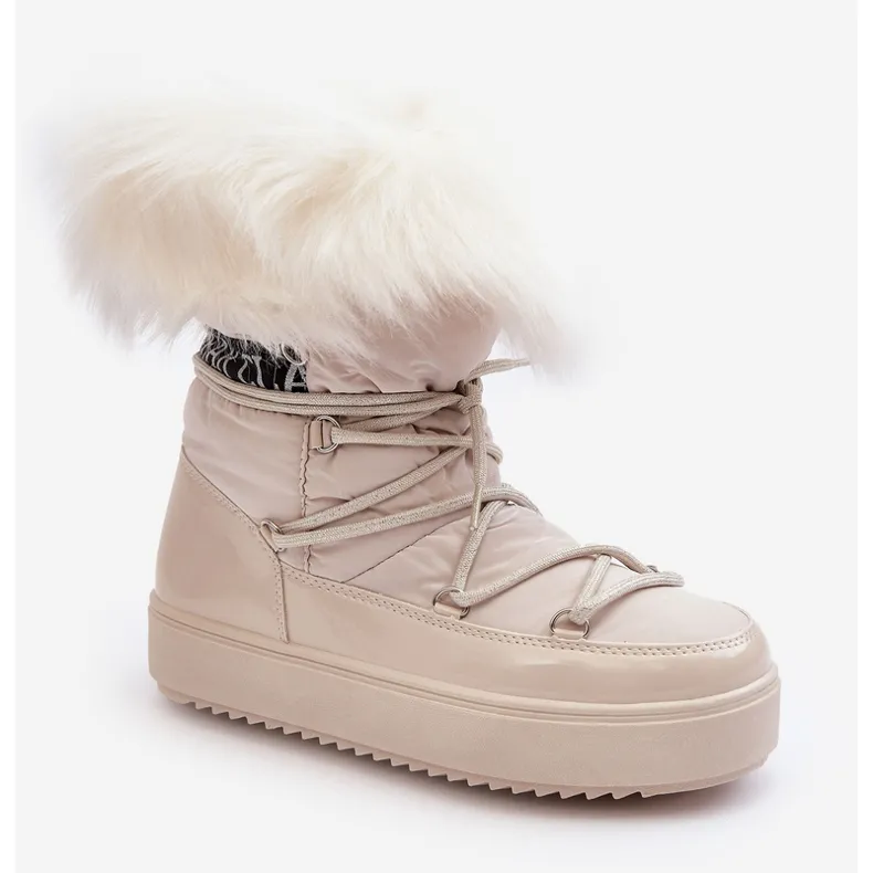 PS1 Bottes De Neige À Lacets Pour Femme Beige Clair Santero