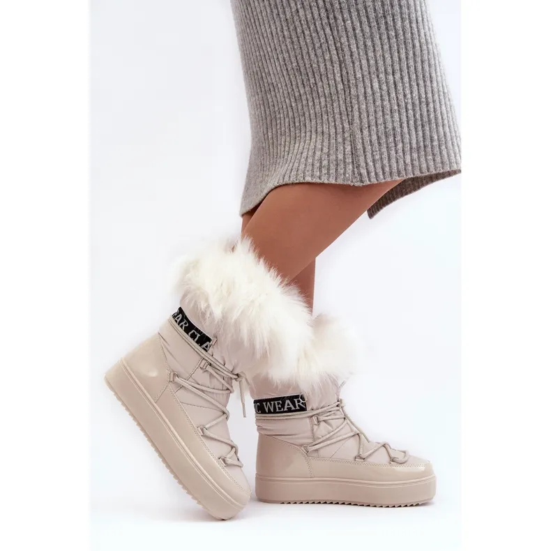 PS1 Bottes De Neige À Lacets Pour Femme Beige Clair Santero