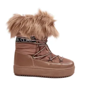 PS1 Bottines De Neige À Lacets Pour Femme Beige Foncé Santero