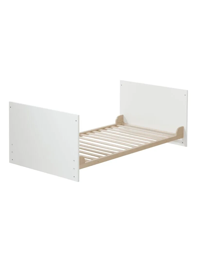 ROBA Lit bébé évolutif "Gabriella" - 70x140 - Hauteur Réglable - 0 à 7 Ans - Blanc/ Décor Bois - Blanc Marron