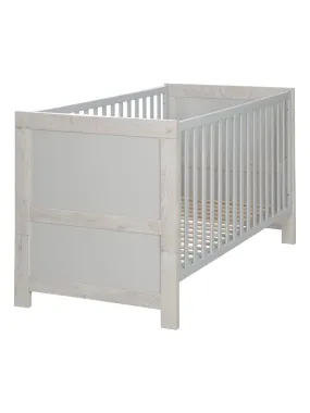 ROBA Lit bébé évolutif "Mila" - 70x140 - Hauteur Réglable - 0 à 7 Ans - Gris clair/ Chêne Blanchi - Gris clair