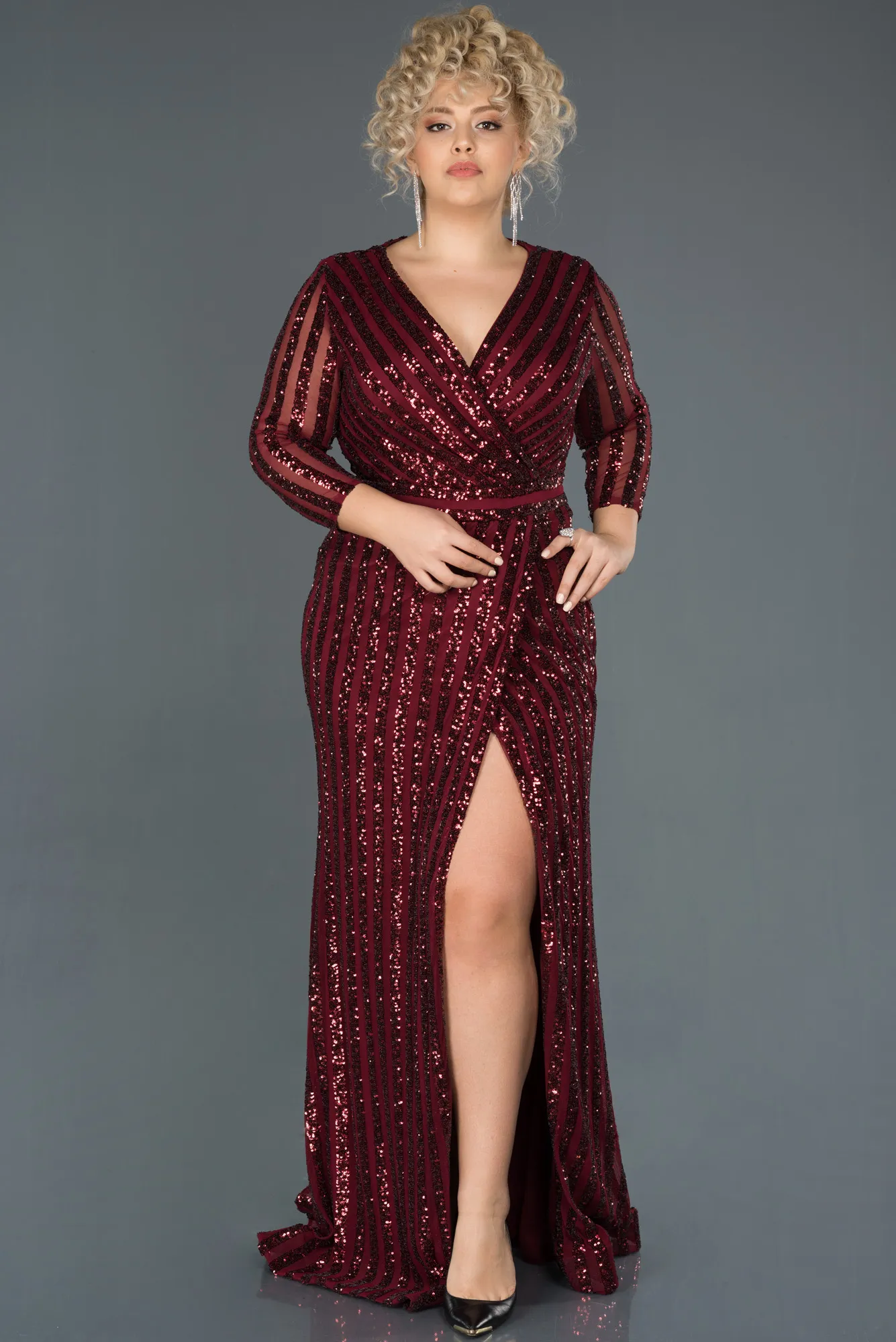 Robe de Soirée en Velours Longue Noir ABU1043