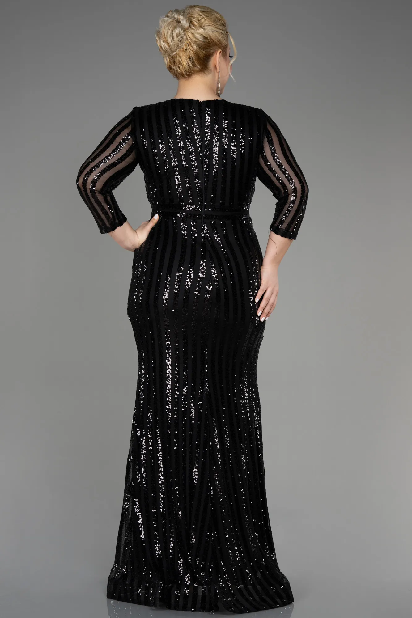 Robe de Soirée en Velours Longue Noir ABU1043