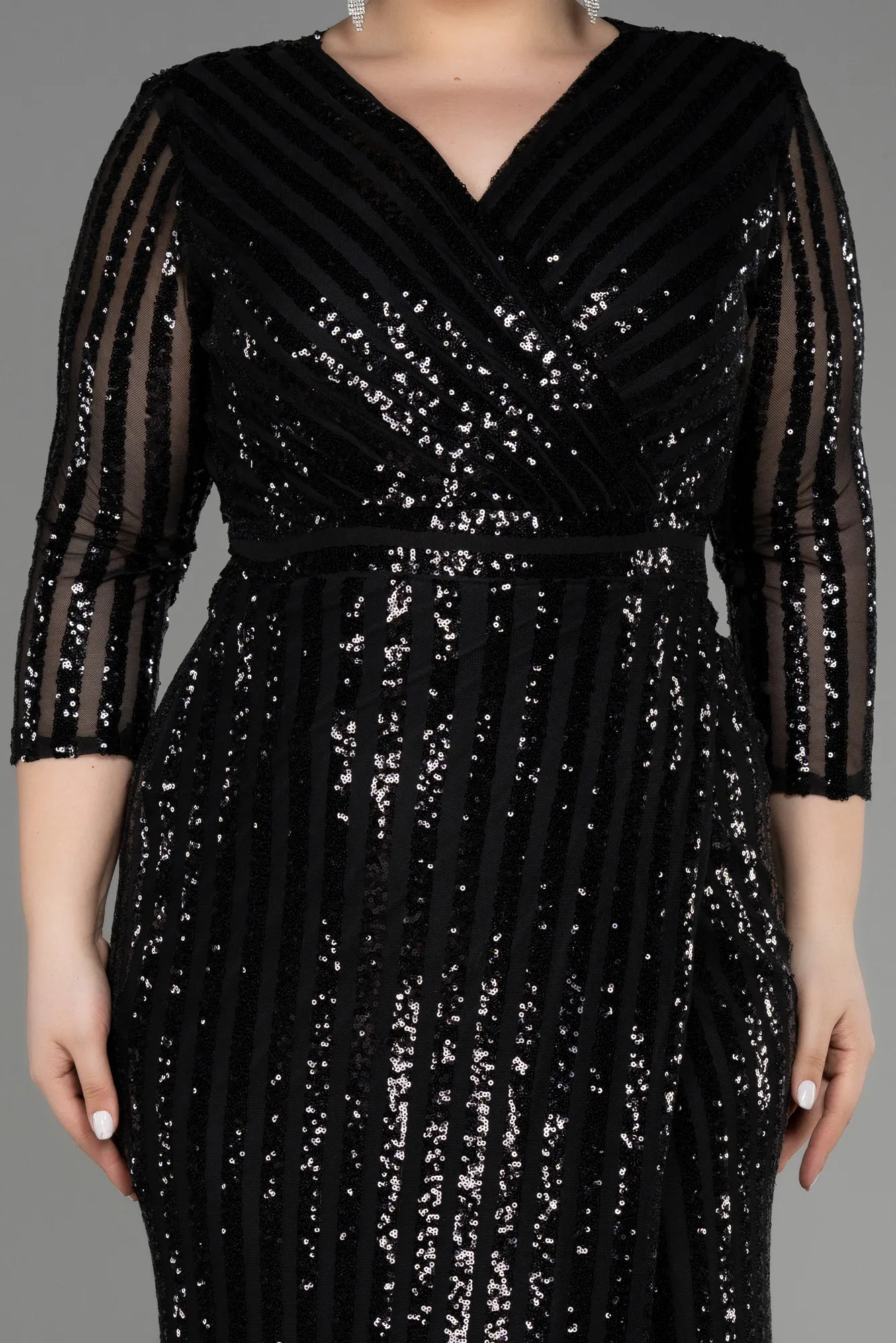 Robe de Soirée en Velours Longue Noir ABU1043