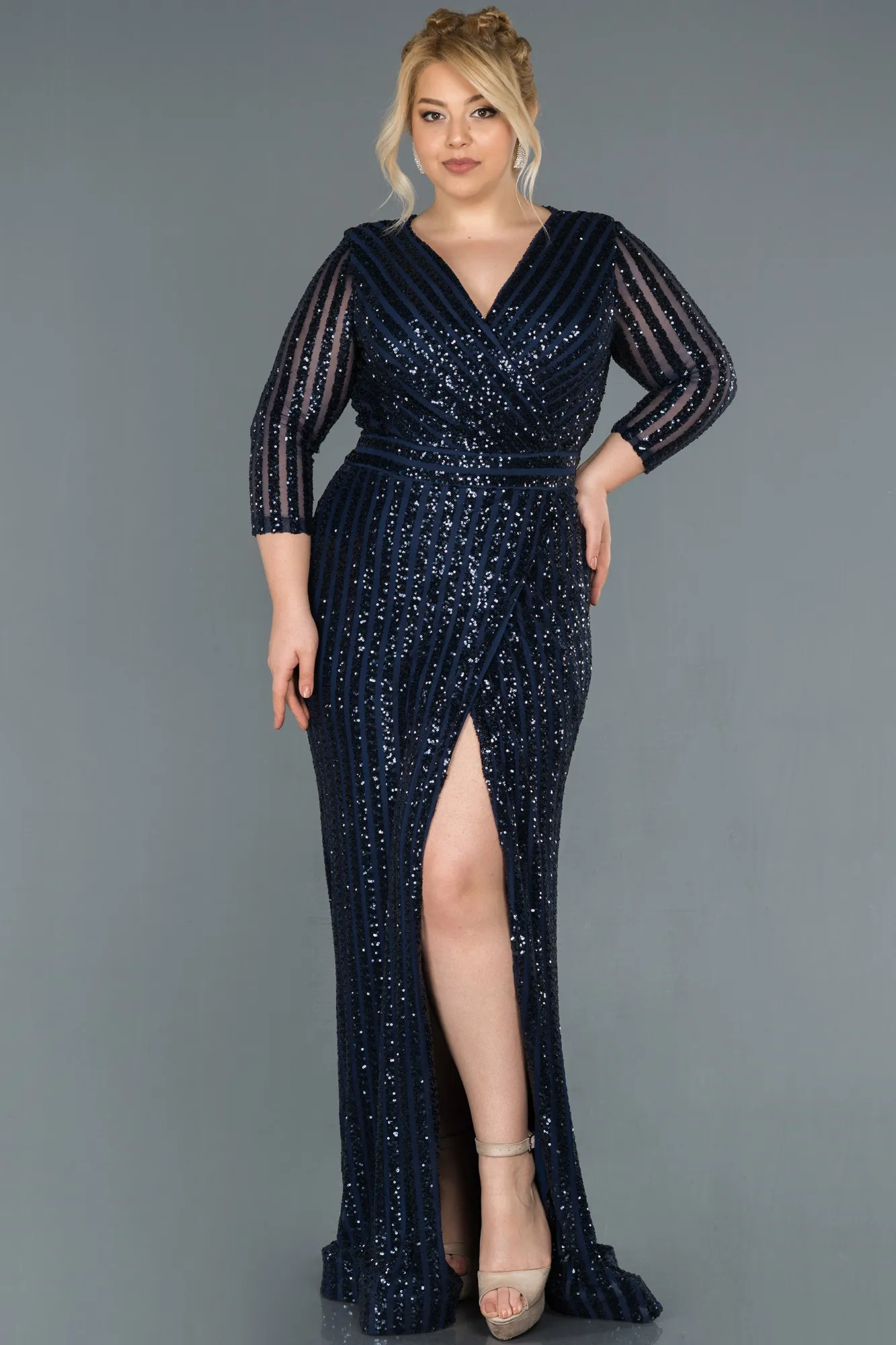 Robe de Soirée en Velours Longue Noir ABU1043