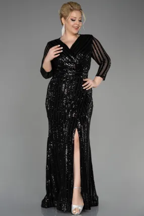 Robe de Soirée en Velours Longue Noir ABU1043