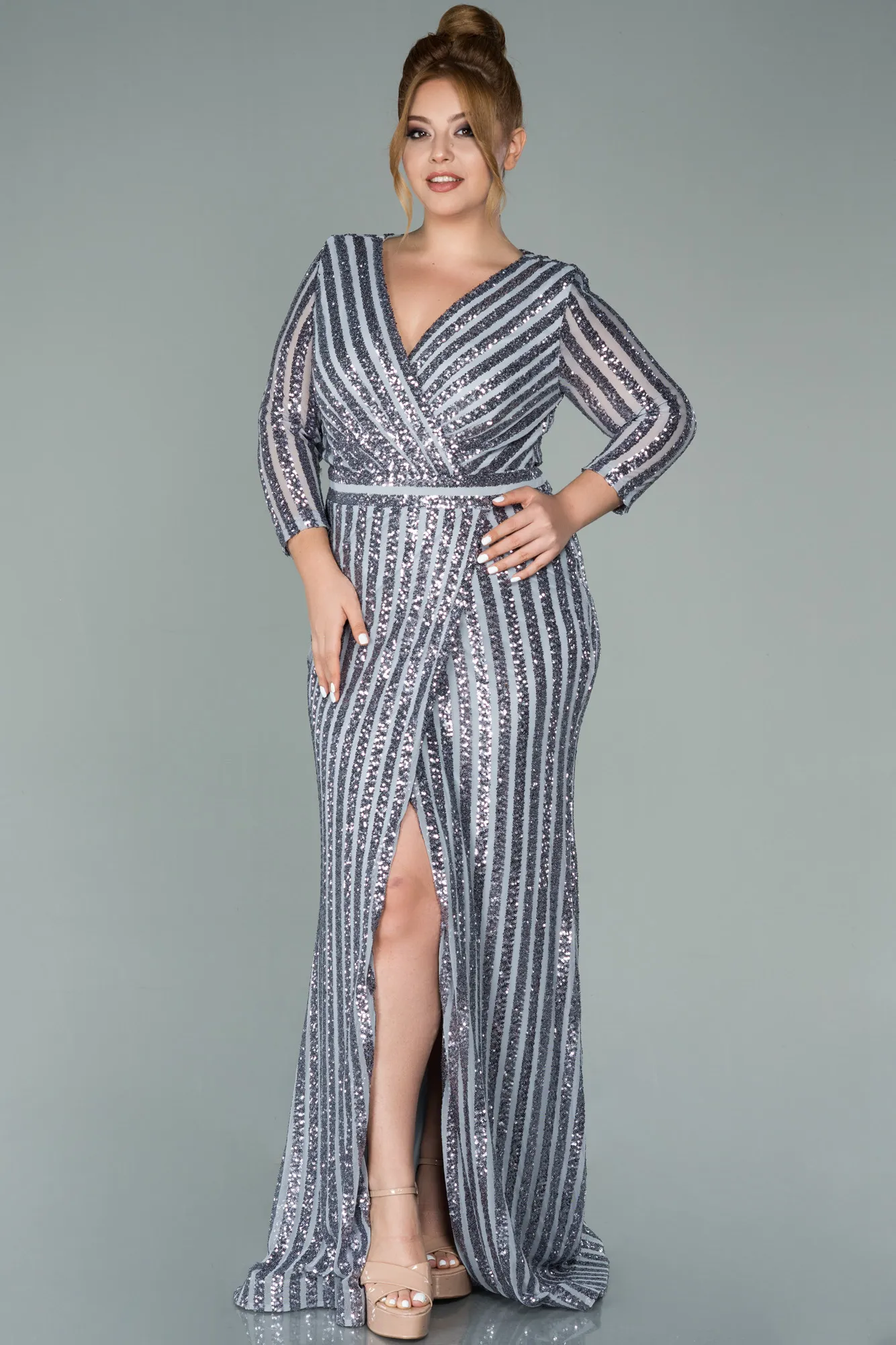 Robe de Soirée en Velours Longue Noir ABU1043