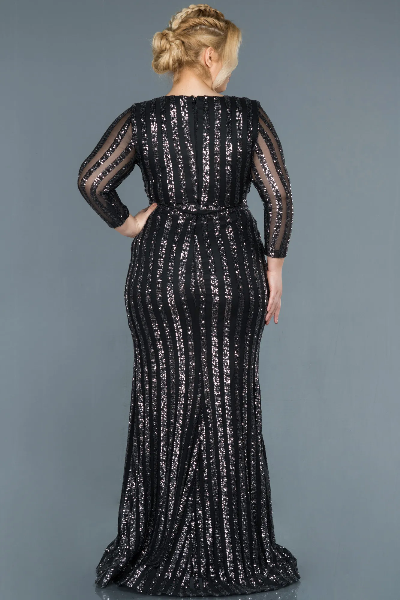 Robe de Soirée en Velours Longue Noir ABU1043