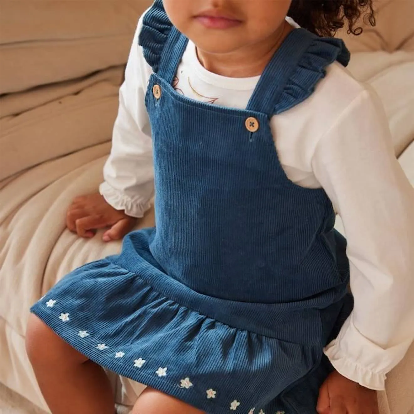 Robe en velours côtelé bébé fille Népal bleu - Petit Beguin