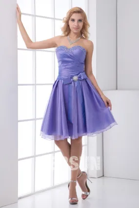 Robe lavande à bustier cœur pailletée taille ornée de ceinture courte