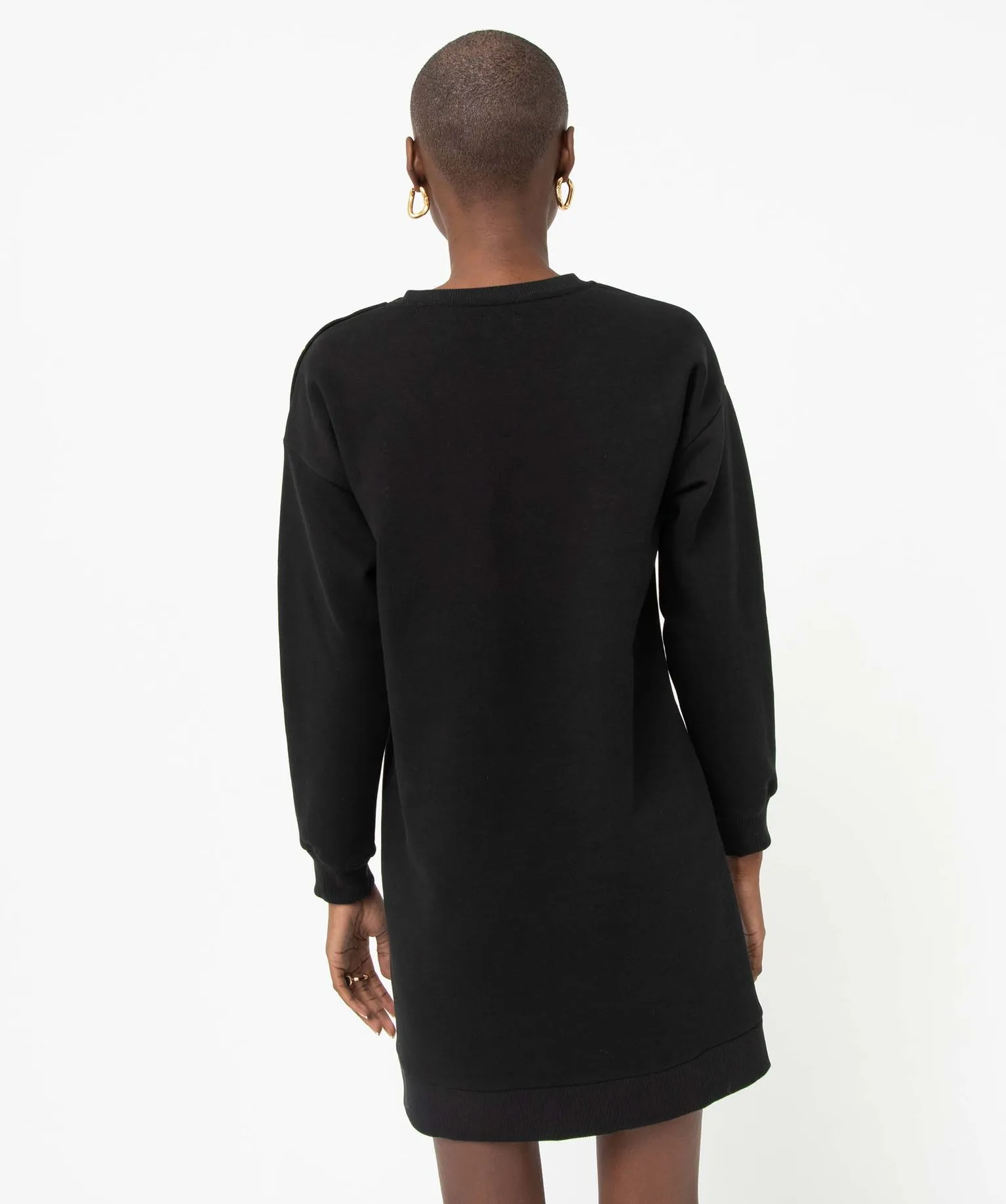 robe sweat femme avec boutons sur l¡¯epaule noir robes