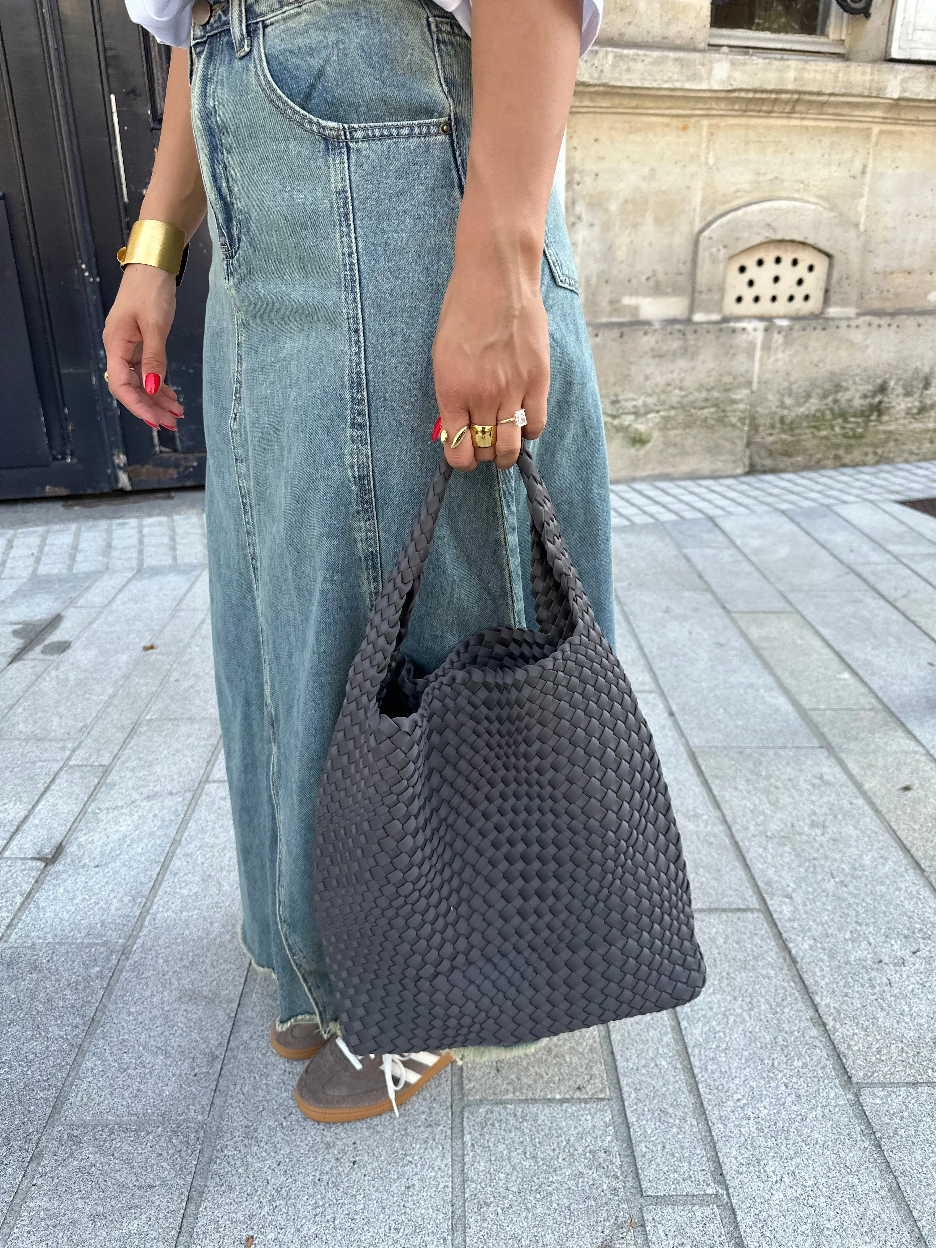 Sac beauté grand gris