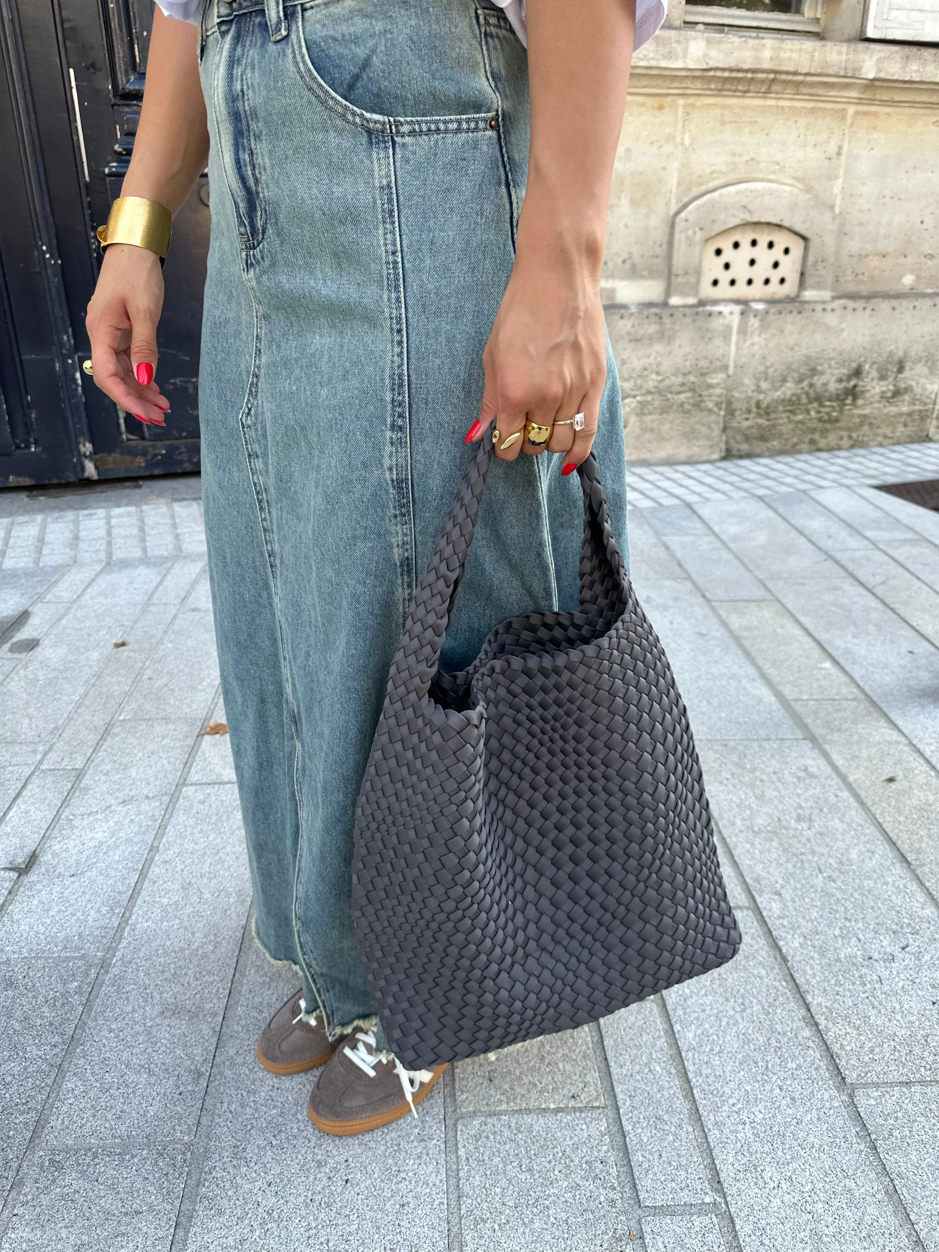 Sac beauté grand gris