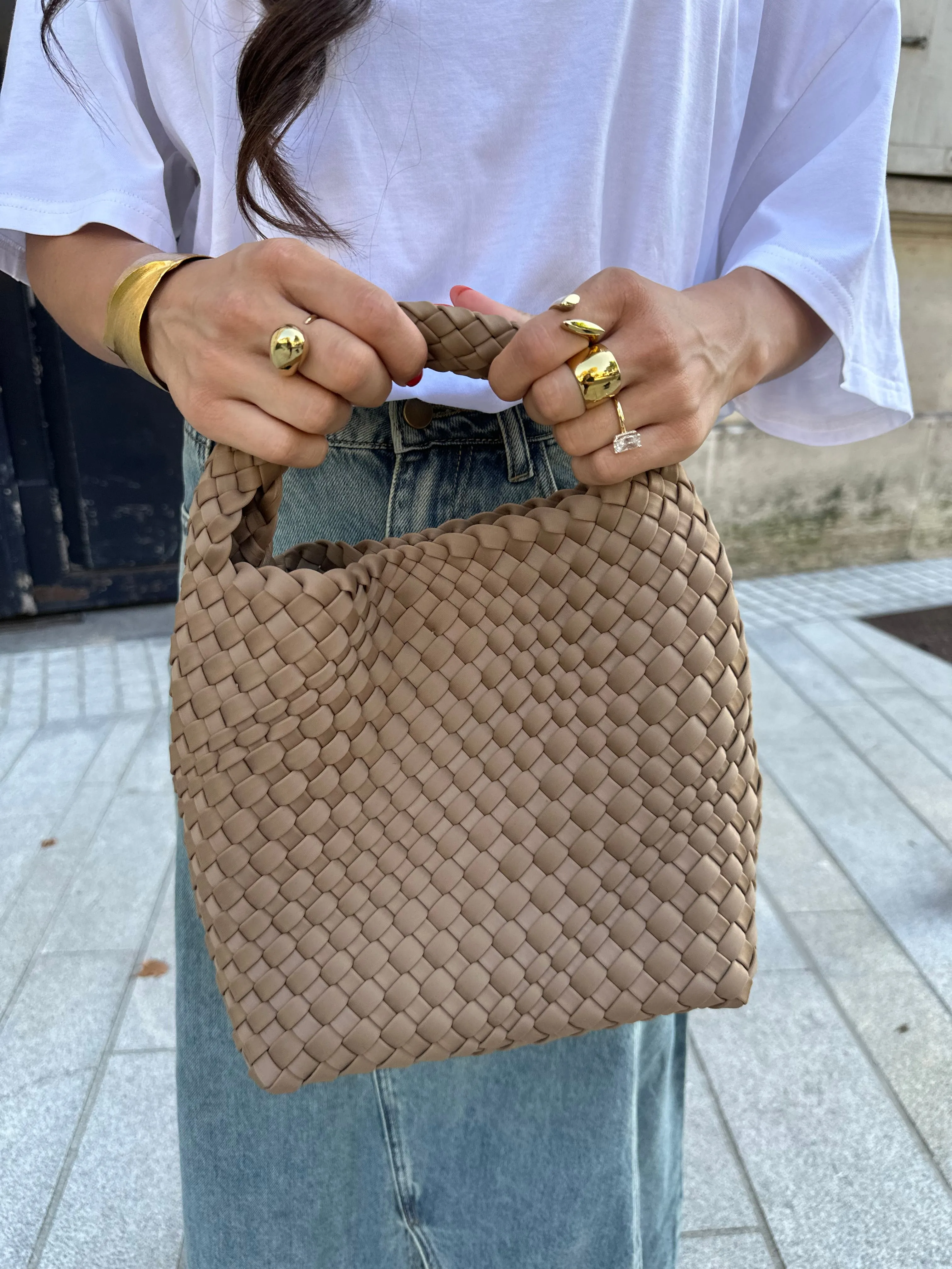 Sac beauté moyen taupe