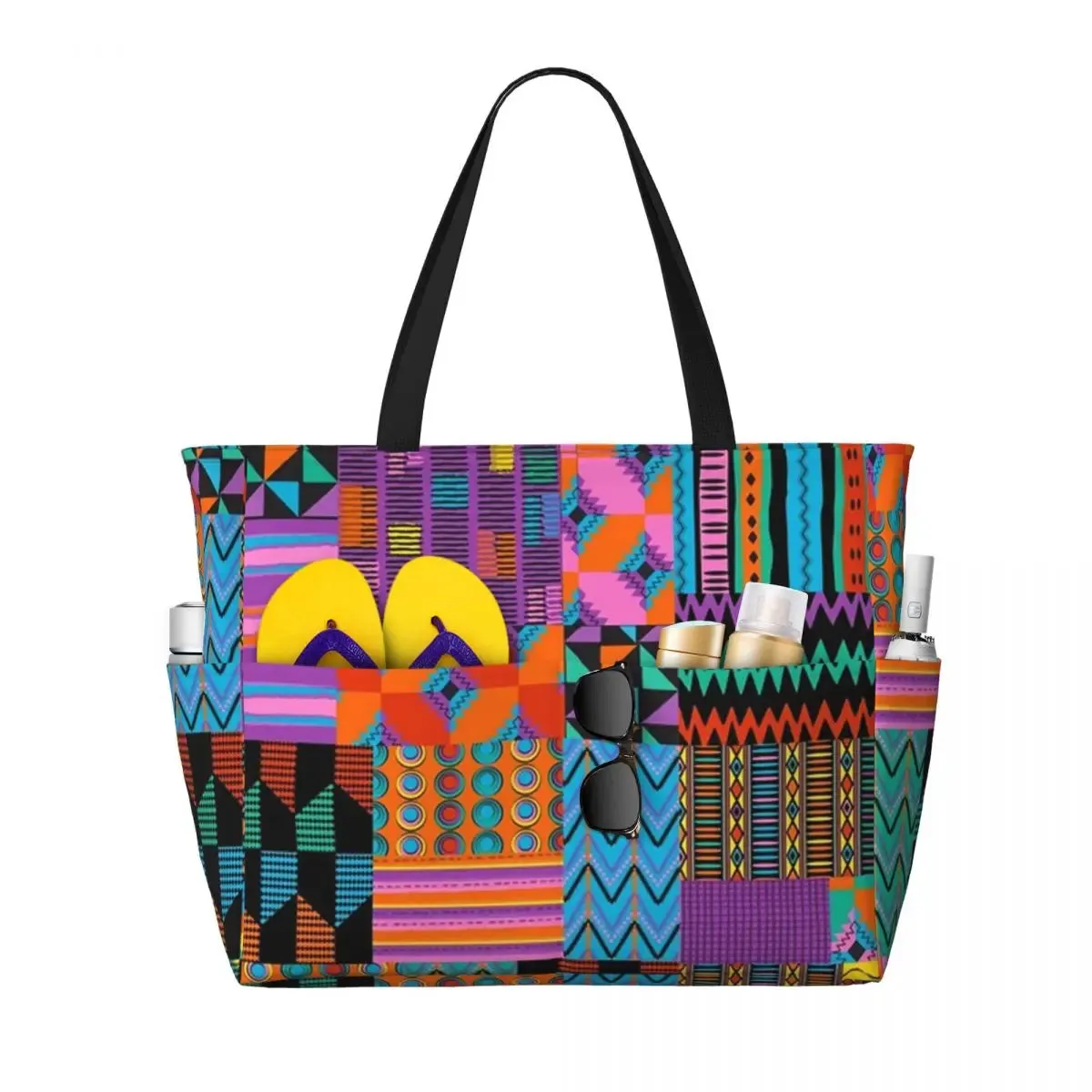 Sac Cabas Africain Bleu et Rose