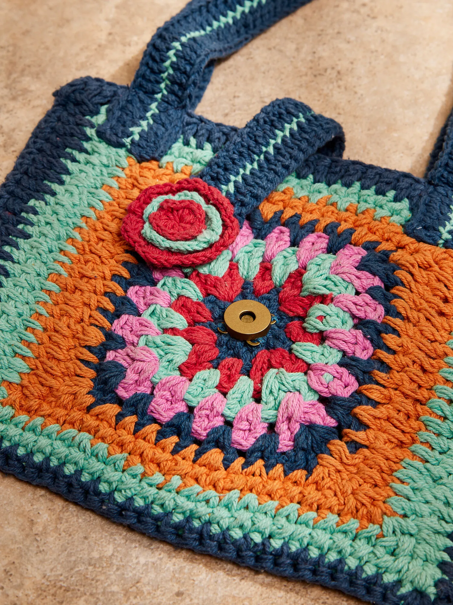 Sac Carré En Crochet À Bandoulière Vêtements Apricot