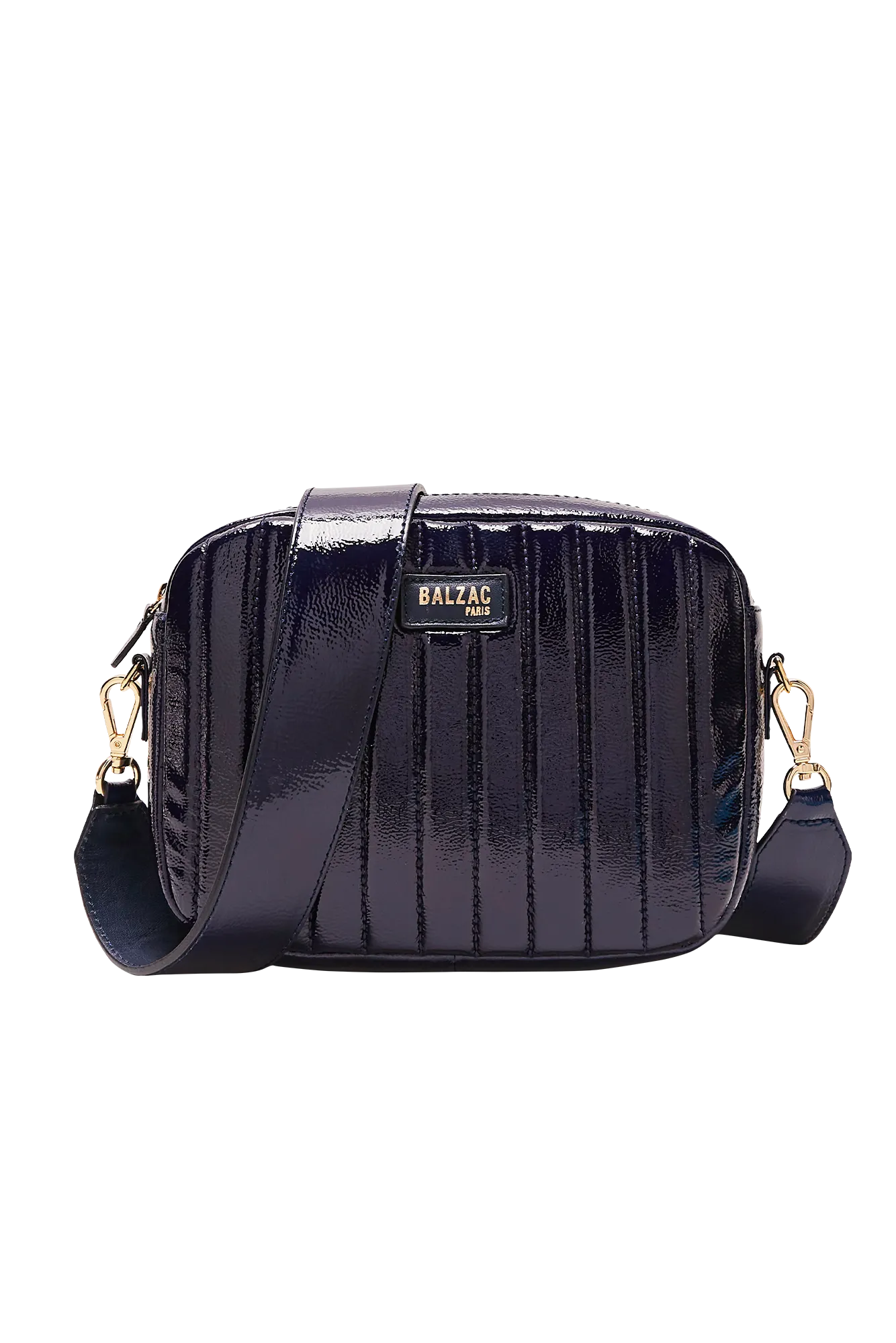 Sac César vernis froissé bleu nuit