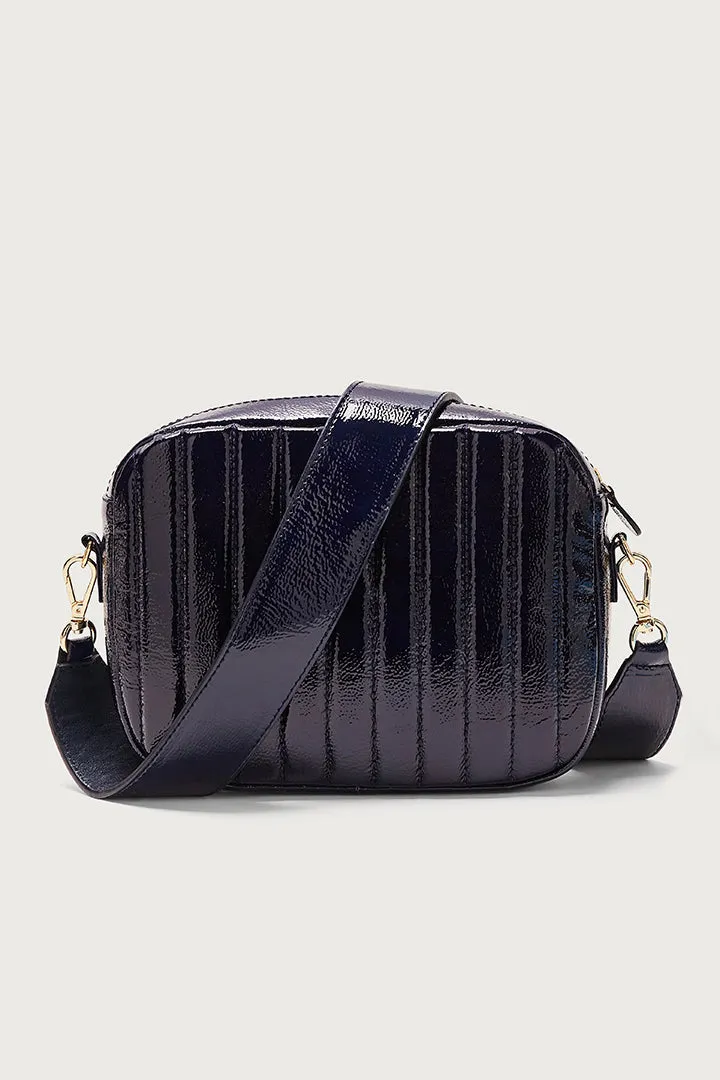 Sac César vernis froissé bleu nuit