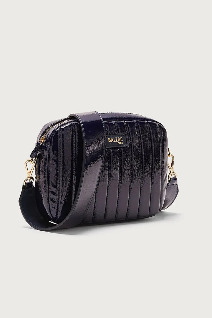 Sac César vernis froissé bleu nuit