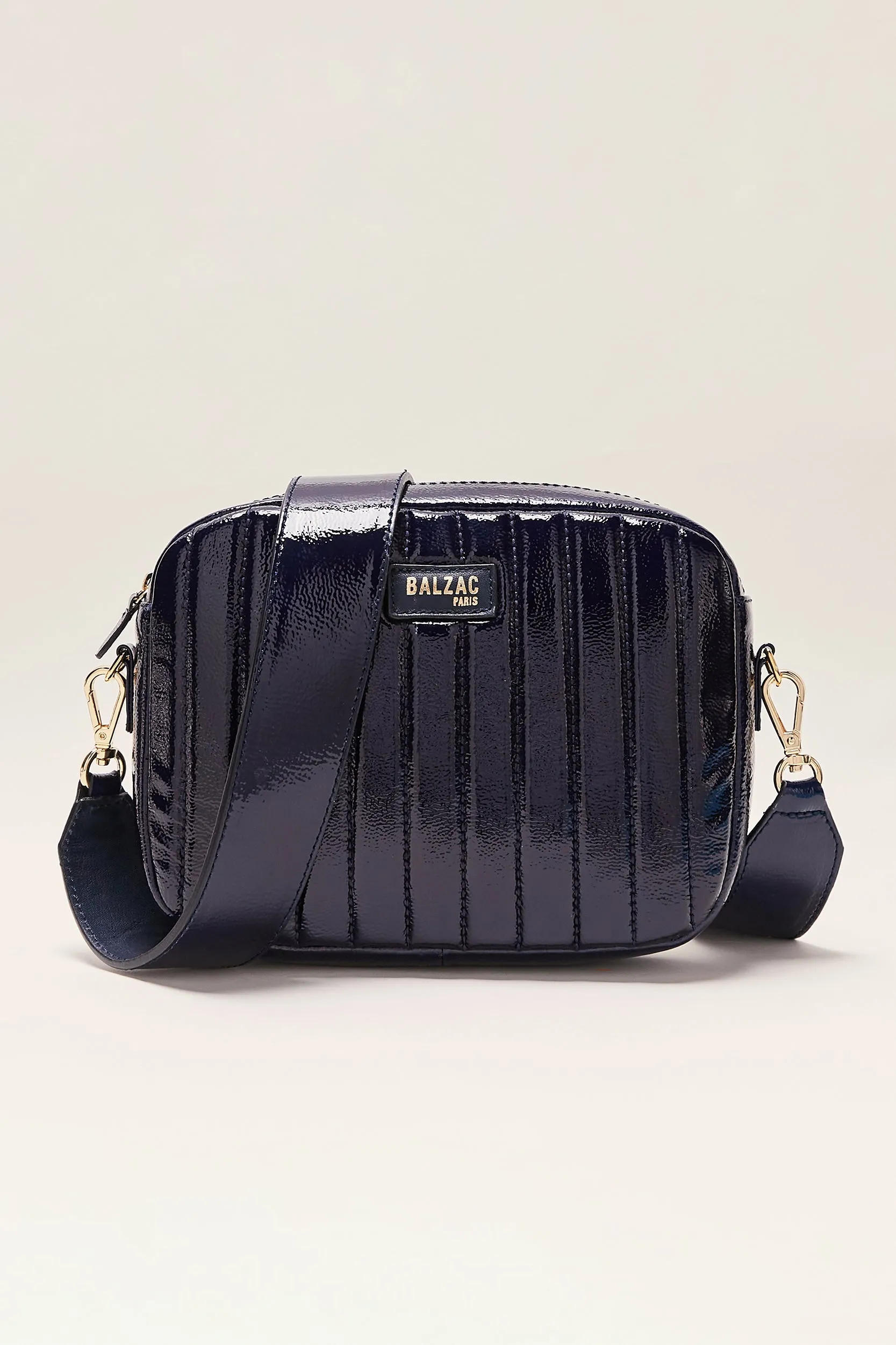 Sac César vernis froissé bleu nuit