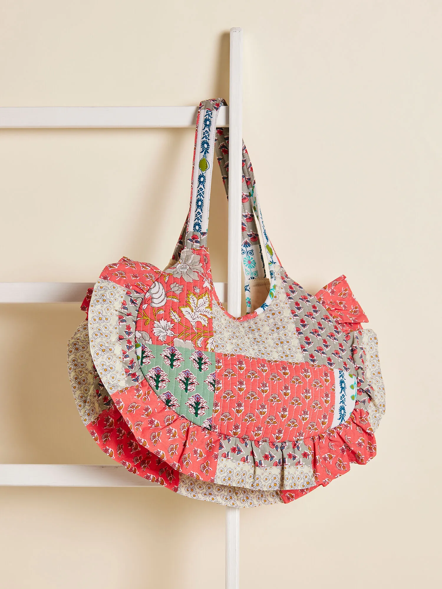 Sac En Tissu À Volants Patchwork Vêtements Apricot