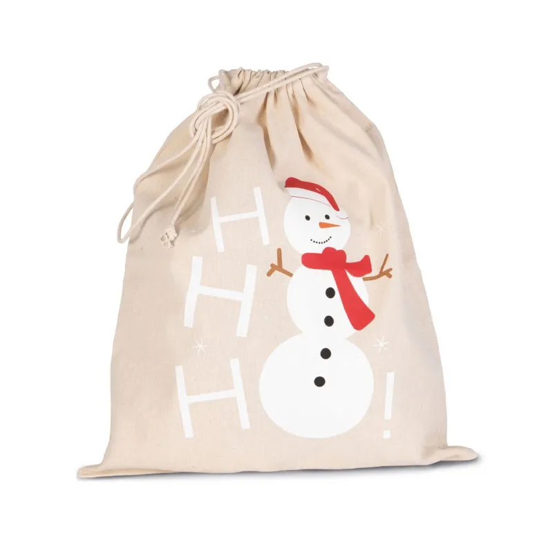 Sac Noël beige coton motif bonhomme de neige - TOPTEX