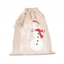 Sac Noël beige coton motif bonhomme de neige - TOPTEX