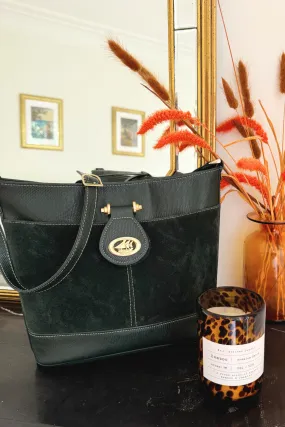 Sac seau en cuir vert