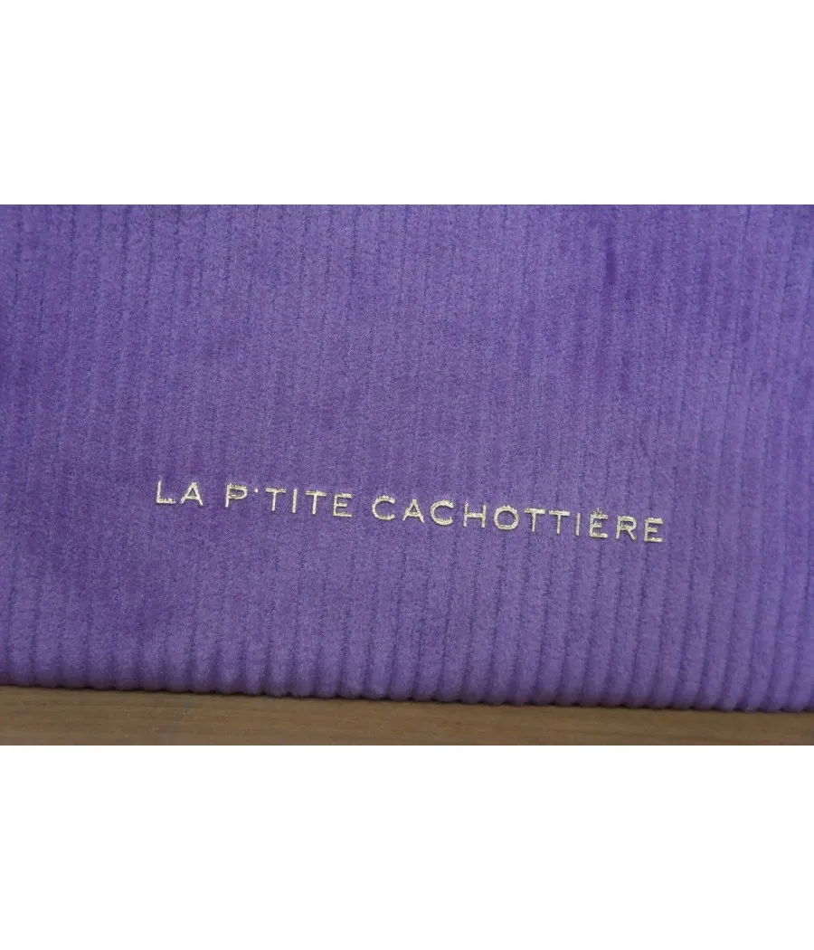 SANTAÏA grande pochette velours côtelé parme idéal voyage papiers maquillage